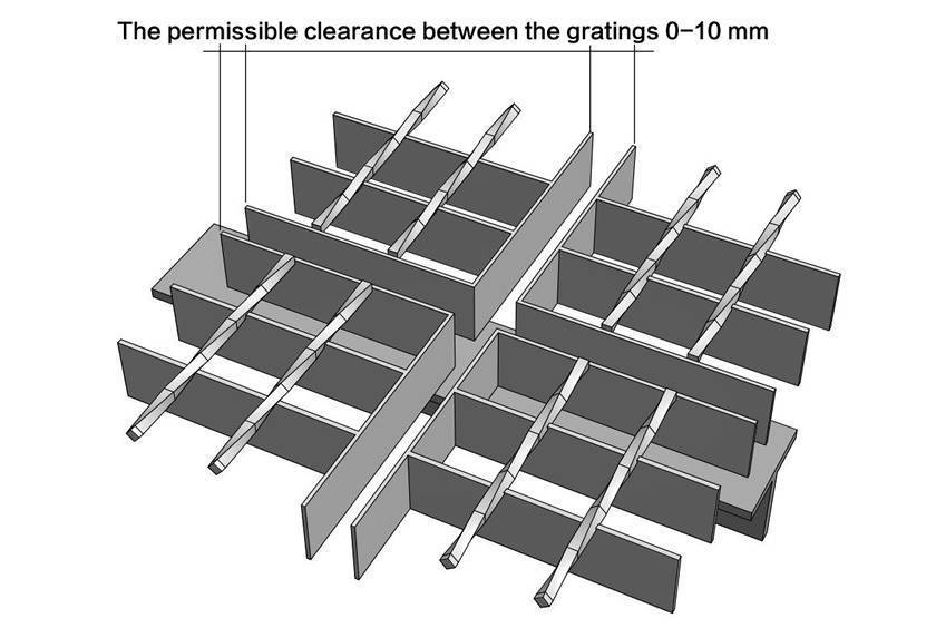 This is a full view of the steel grating floor placed on supports.
