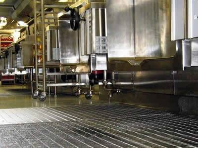 Steel grating as non-slip floor in the steel plant.