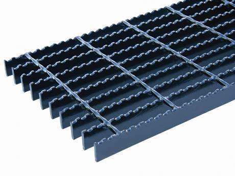A piece of black welded steel grating on the white background.